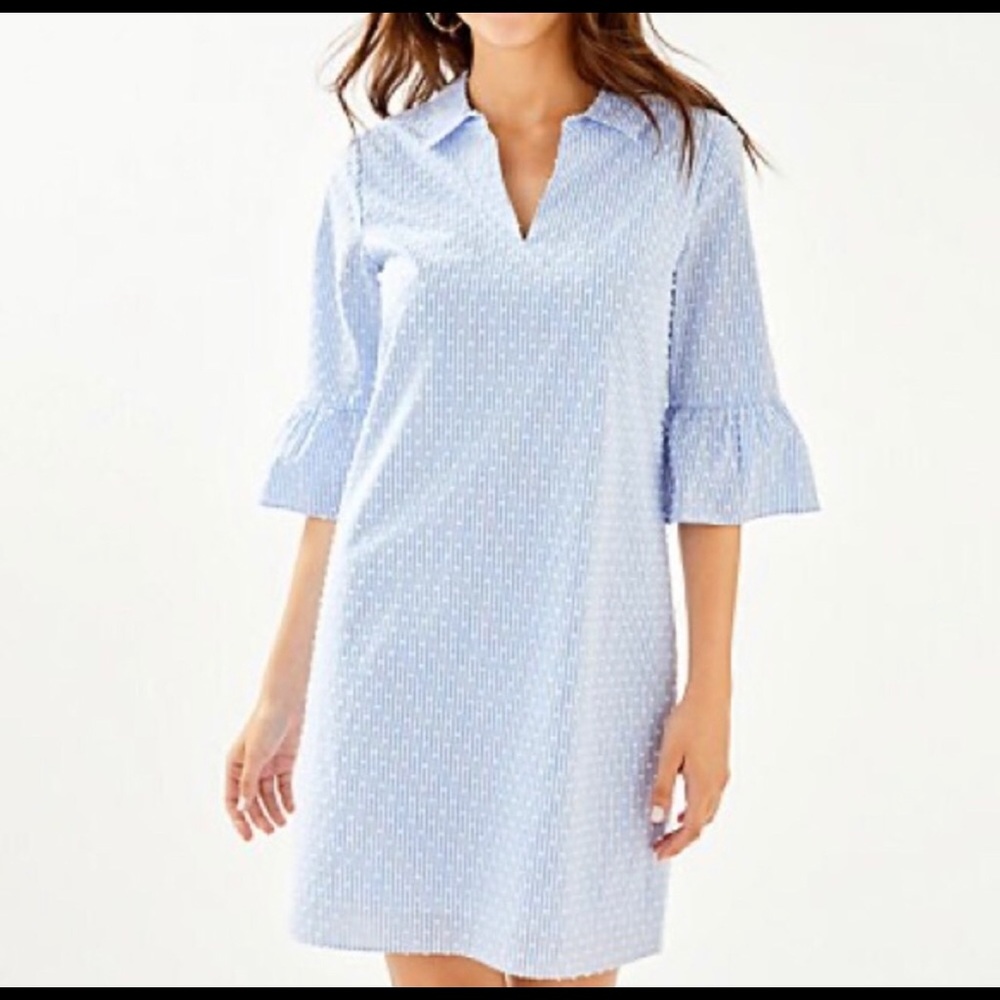 Lilly Pulitzer Blue/White Stripe Ginger Dress 16